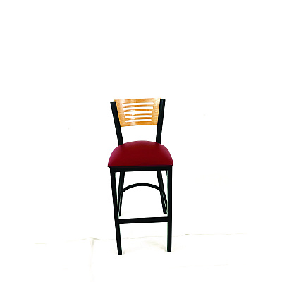JMC Furniture Jones River Series Barstool, Supports Up to 300 lb, 28.5" Seat Height, Burgundy Seat, Natural Back, Black Base (JRBBVBURD)