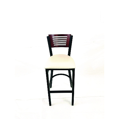 JMC Furniture Jones River Series Barstool, Supports Up to 300 lb, 28.5" Seat Height, Cream Seat, Dark Mahogany Back, Black Base (JRBBVCRMB)