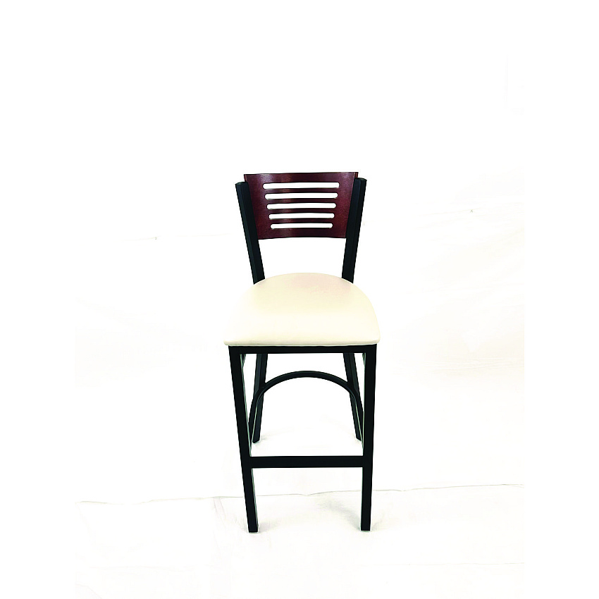 JMC Furniture Jones River Series Barstool, Supports Up to 300 lb, 28.5" Seat Height, Cream Seat, Dark Mahogany Back, Black Base (JRBBVCRMB)