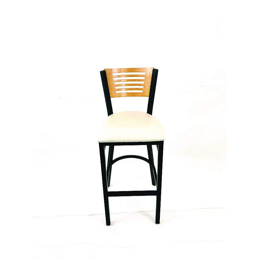 JMC Furniture Jones River Series Barstool, Supports Up to 300 lb, 28.5" Seat Height, Cream Seat, Natural Back, Black Base (JRBBVCRMD)