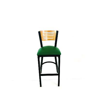 JMC Furniture Jones River Series Barstool, Supports Up to 300 lb, 28.5" Seat Height, Green Seat, Natural Back, Black Base (JRBBVGRND)