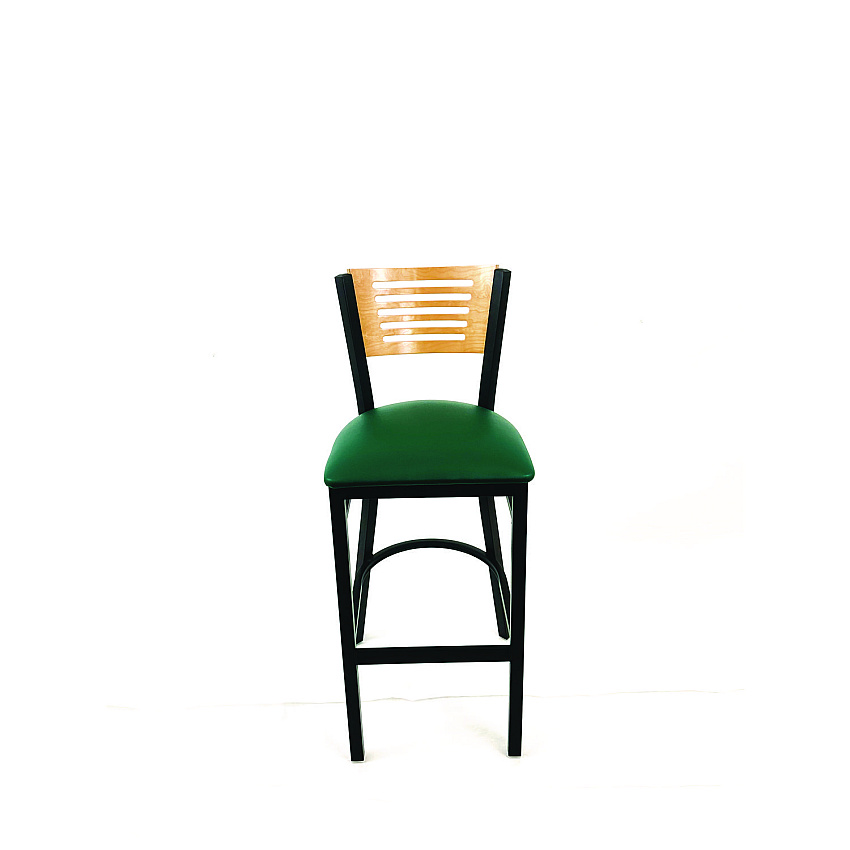 JMC Furniture Jones River Series Barstool, Supports Up to 300 lb, 28.5" Seat Height, Green Seat, Natural Back, Black Base (JRBBVGRND)
