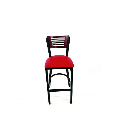 JMC Furniture Jones River Series Barstool, Supports Up to 300 lb, 28.5" Seat Height, Red Seat, Dark Mahogany Back, Black Base (JRBBVREDB)