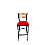 JMC Furniture Jones River Series Barstool, Supports Up to 300 lb, 28.5" Seat Height, Red Seat, Natural Back, Black Base (JRBBVREDD)