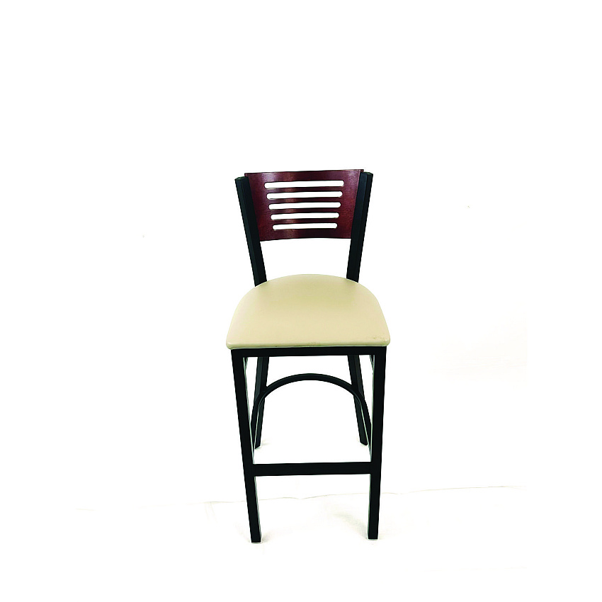 JMC Furniture Jones River Series Barstool, Supports Up to 300 lb, 28.5" Seat Height, Taupe Seat, Dark Mahogany Back, Black Base (JRBBVTAUB)