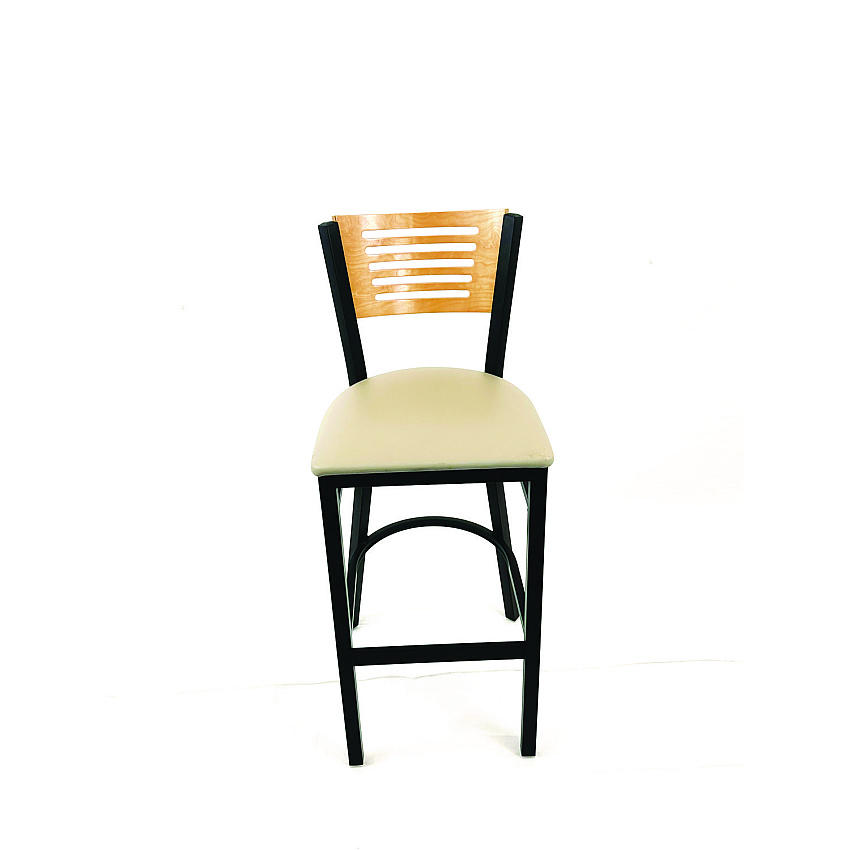JMC Furniture Jones River Series Barstool, Supports Up to 300 lb, 28.5" Seat Height, Taupe Seat, Natural Back, Black Base (JRBBVTAUD)