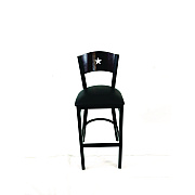 JMC Furniture Liberty Series Barstool, Supports Up to 300 lb, 28.5" Seat Height, Black Seat, Dark Mahogany Back, Black Base (LBBVBLKB)
