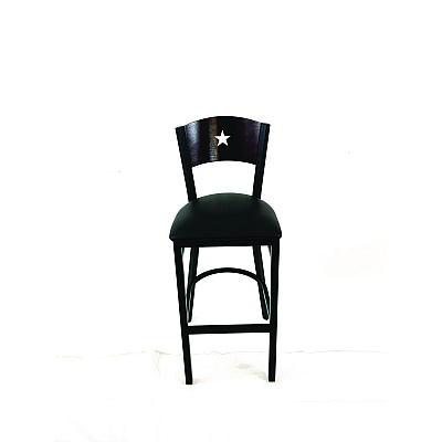 JMC Furniture Liberty Series Barstool, Supports Up to 300 lb, 28.5" Seat Height, Black Seat, Dark Mahogany Back, Black Base (LBBVBLKB)