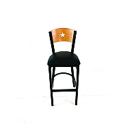 JMC Furniture Liberty Series Barstool, Supports Up to 300 lb, 28.5" Seat Height, Black Seat, Natural Back, Black Base (LBBVBLKD)