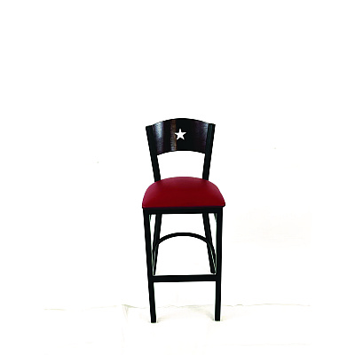 JMC Furniture Liberty Series Barstool, Supports Up to 300 lb, 28.5" Seat Height, Burgundy Seat, Dark Mahogany Back, Black Base (LBBVBURB)