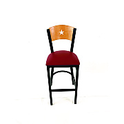 JMC Furniture Liberty Series Barstool, Supports Up to 300 lb, 28.5" Seat Height, Burgundy Seat, Natural Back, Black Base (LBBVBURD)