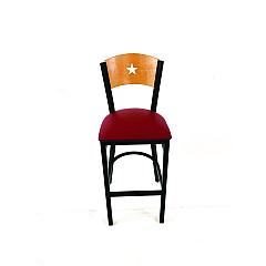 JMC Furniture Liberty Series Barstool, Supports Up to 300 lb, 28.5" Seat Height, Burgundy Seat, Natural Back, Black Base (LBBVBURD)