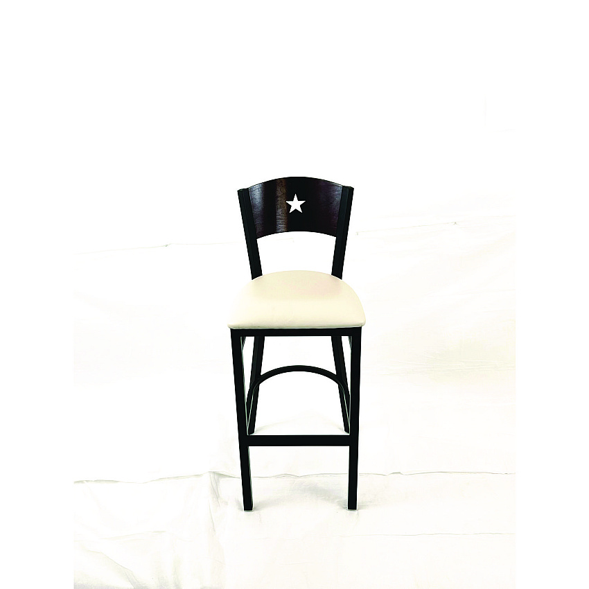 JMC Furniture Liberty Series Barstool, Supports Up to 300 lb, 28.5" Seat Height, Cream Seat, Dark Mahogany Back, Black Base (LBBVCRMB)