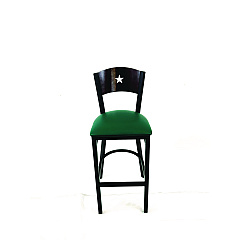 JMC Furniture Liberty Series Barstool, Supports Up to 300 lb, 28.5" Seat Height, Green Seat, Dark Mahogany Back, Black Base (LBBVGRNB)