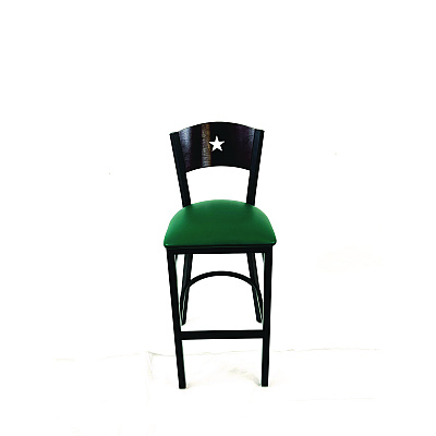JMC Furniture Liberty Series Barstool, Supports Up to 300 lb, 28.5" Seat Height, Green Seat, Dark Mahogany Back, Black Base (LBBVGRNB)