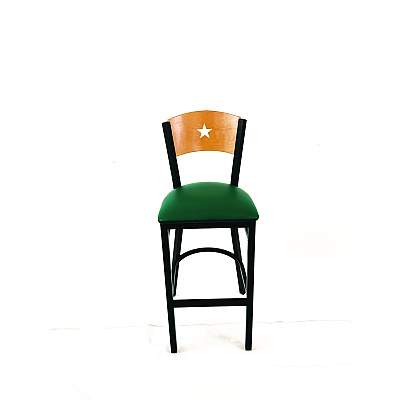 JMC Furniture Liberty Series Barstool, Supports Up to 300 lb, 28.5" Seat Height, Green Seat, Natural Back, Black Base (LBBVGRND)