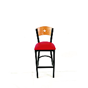 JMC Furniture Liberty Series Barstool, Supports Up to 300 lb, 28.5" Seat Height, Red Seat, Natural Back, Black Base (LBBVREDD)
