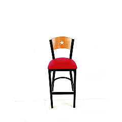 JMC Furniture Liberty Series Barstool, Supports Up to 300 lb, 28.5" Seat Height, Red Seat, Natural Back, Black Base (LBBVREDD)