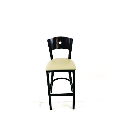JMC Furniture Liberty Series Barstool, Supports Up to 300 lb, 28.5" Seat Height, Taupe Seat, Dark Mahogany Back, Black Base (LBBVTAUB)