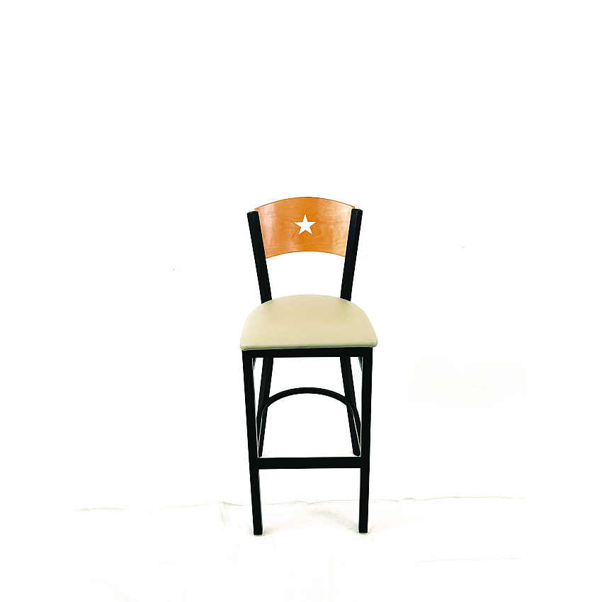 JMC Furniture Liberty Series Barstool, Supports Up to 300 lb, 28.5" Seat Height, Taupe Seat, Natural Back, Black Base (LBBVTAUD)
