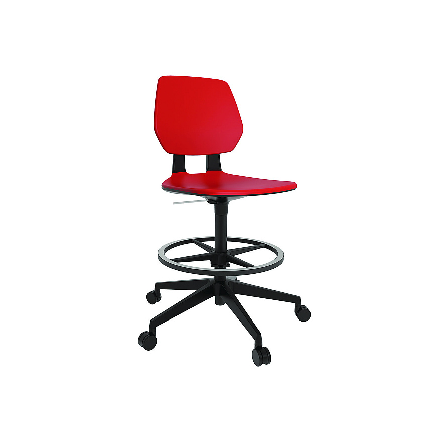 Safco Commute Extended Height Task Chair, Supports Up to 275 lbs, 18.25" to 22.25" Seat Height, Red/Black (SAF7827RD)