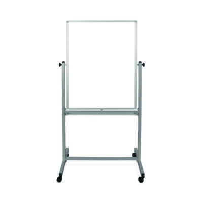 Luxor Mobile Magnetic Whiteboard, 36" x 68", White Surface, Satin Aluminum Frame (LXOMB3040WW)