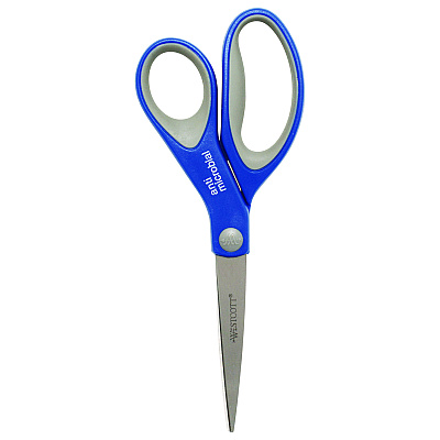 Westcott Scissors with Antimicrobial Protection, 8" Long, 3.25" Cut Length, Straight Blue/Gray Handle, 2/Pack (ACM17836)