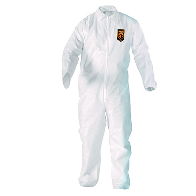 KleenGuard A20 Breathable Particle Protection Coveralls, Zip Front, Elastic Back, Wrists, Ankles, Large, White, 24/Carton (KCC49103)