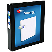 Avery Showcase Economy View Binders with Slant Rings, 3 Rings, 1.5" Capacity, 11 x 8.5, Black (AVE19650)