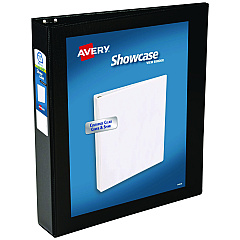 Avery Showcase Economy View Binders with Slant Rings, 3 Rings, 1.5" Capacity, 11 x 8.5, Black (AVE19650)
