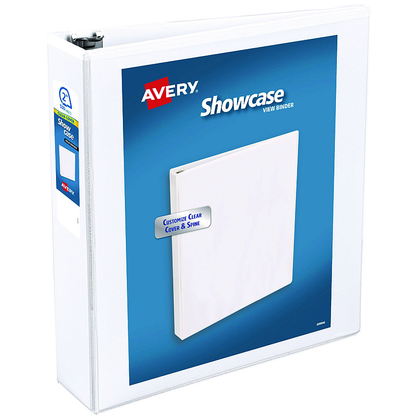 Avery Showcase Economy View Binders with Slant Rings, 3 Rings, 2" Capacity, 11 x 8.5, White (AVE19701)
