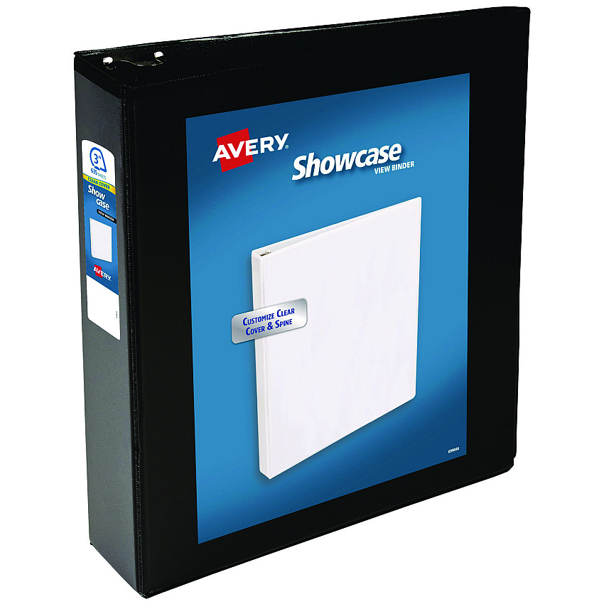 Avery Showcase Economy View Binders with Slant Rings, 3 Rings, 3" Capacity, 11 x 8.5, Black (AVE19750)