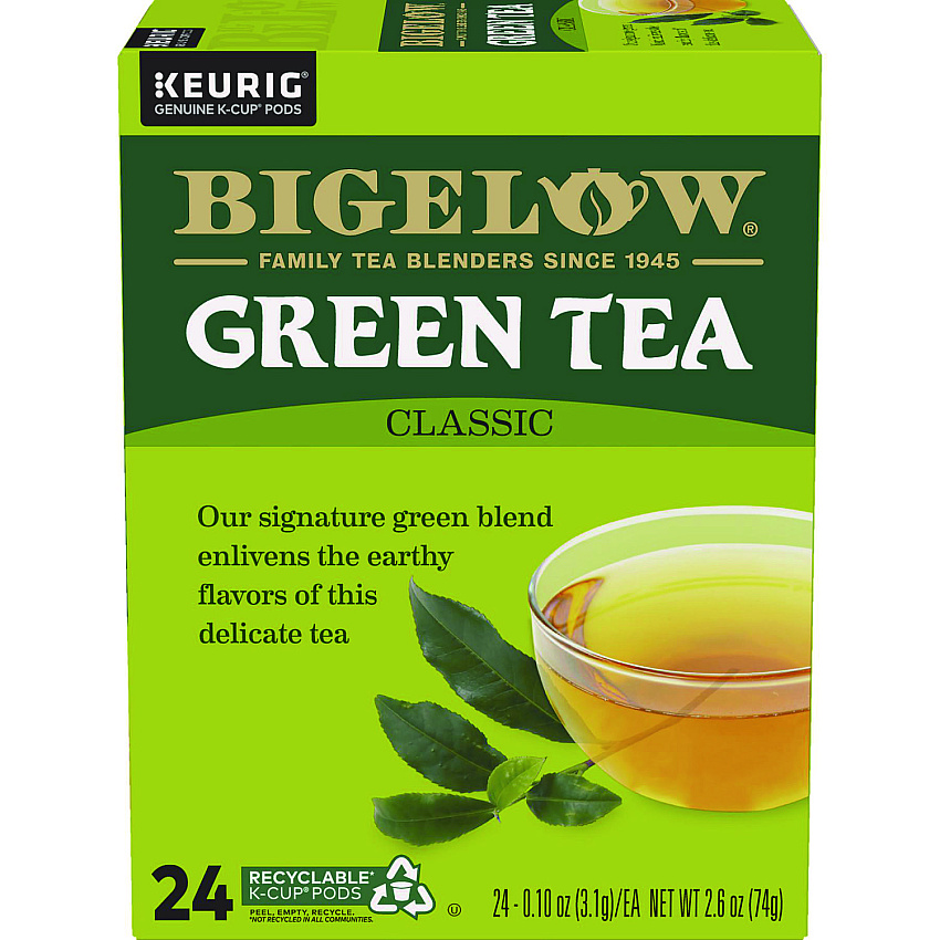 Bigelow Green Tea K-Cup Pack, 24/Box, 4 Box/Carton (GMT6085CT)