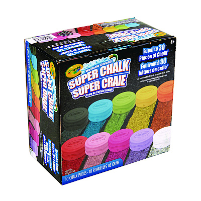 Crayola Super Chalk, 1" x 2.8" Diameter, 10 Assorted Colors, 10 Pucks/Box (CYO518303)