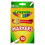 Crayola Non-Washable Marker, Fine Bullet Tip, Assorted Classic Colors, 10/Pack (CYO587726)