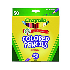 Crayola Long-Length Colored Pencil Set, 3.3 mm, 2B, Assorted Lead and Barrel Colors, 50/Box (CYO684050)