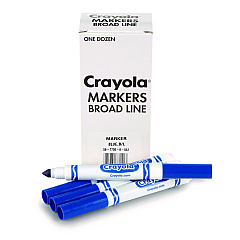 Crayola Broad Line Washable Markers, Broad Bullet Tip, Blue, 12/Box (CYO587800042)