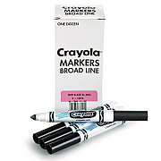 Crayola Broad Line Washable Markers, Broad Bullet Tip, Black, 12/Box (CYO587800051)