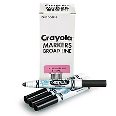 Crayola Broad Line Washable Markers, Broad Bullet Tip, Black, 12/Box (CYO587800051)