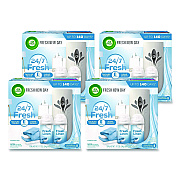 Air Wick Freshmatic Ultra Automatic Starter Kit, Gadget/(2) 5.89 oz Fresh Linen Refills/AA Battery, 4 Kits/Carton (RAC01918CT)