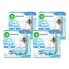 Air Wick Freshmatic Ultra Automatic Starter Kit, Gadget/(2) 5.89 oz Fresh Linen Refills/AA Battery, 4 Kits/Carton (RAC01918CT)