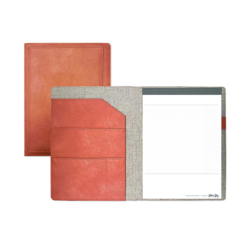 Blue Sky ASMBLD Professional Faux Leather Padfolio, 8.5 x 11 Pad, 9.45 x 12.13, Snap Closure, Tan (BLS150537)