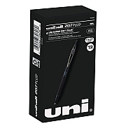 uniball 207 Plus+ Gel Pen, Retractable, Micro 0.5 mm, Black Ink, Black Barrel, Dozen (UBC70606)