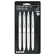 uniball 207 Plus+ Gel Pen, Retractable, Medium 0.7 mm, Black Ink, White Barrel, 4/Pack (UBC70652)