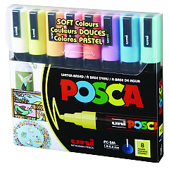 POSCA Water-Based Paint Markers, Medium Bullet Tip, 1.8 mm/2.5 mm, Assorted Colors, 8/Set (UBCPC5M8CSFTCLR)