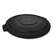 Rubbermaid Commercial BRUTE Self-Draining Flat Top Lids for 32 gal Round BRUTE Containers, 22.25" Diameter, Black (1867532EA)