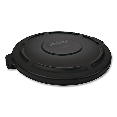 Rubbermaid Commercial BRUTE Self-Draining Flat Top Lids for 32 gal Round BRUTE Containers, 22.25" Diameter, Black (1867532EA)