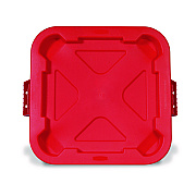 Rubbermaid Commercial Square BRUTE Lid, 21.88w x 21.88d x 2.13h, Red, 6/Carton (FG352900RED)
