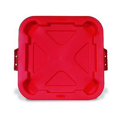 Rubbermaid Commercial Square BRUTE Lid, 21.88w x 21.88d x 2.13h, Red, 6/Carton (FG352900RED)