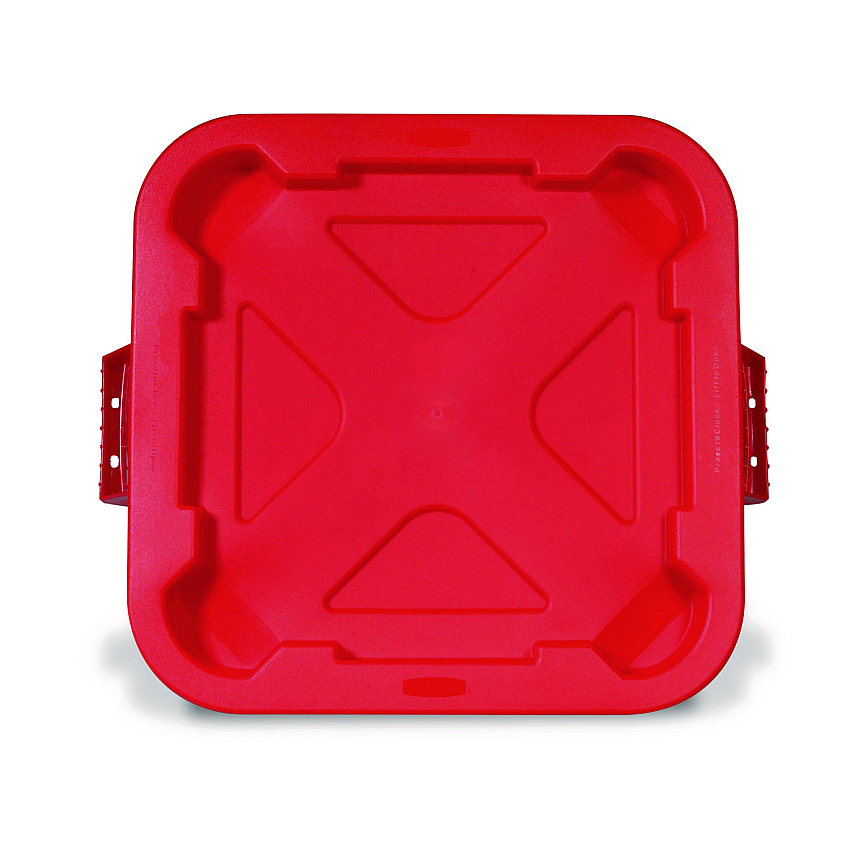 Rubbermaid Commercial Square BRUTE Lid, 21.88w x 21.88d x 2.13h, Red, 6/Carton (FG352900RED)